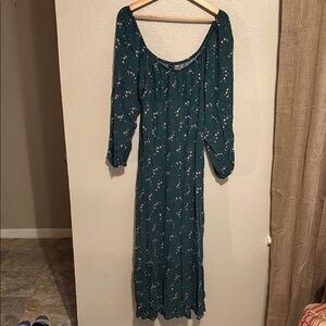 Wild Fable Teal Floral Long Sleeve Dress